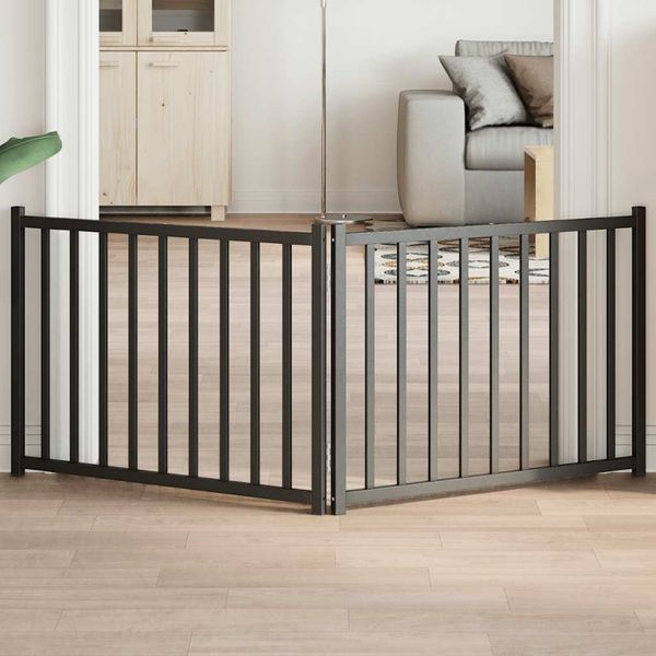 vidaXL 2-tlg. Hundetor Faltbar Schwarz 160 cm Massivholz Tanne 352288
