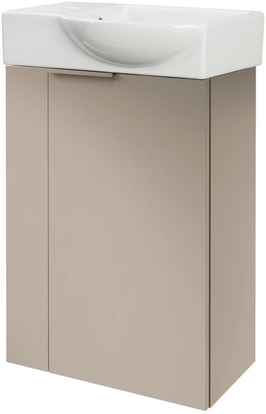FACKELMANN SBC B.PARIS Gäste WC Waschtisch Set 45 cm breit, Grau, Waschbecken Keramik Weiß, Hahnloch links, Türanschlag rechts
