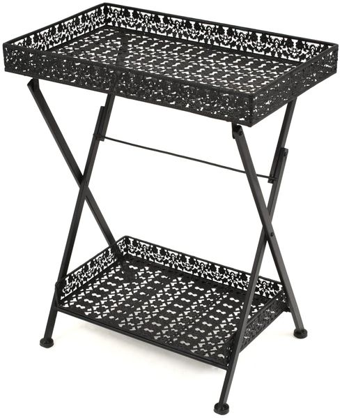 vidaXL Beistelltisch Klappbar Vintage Metall 58 x 35 x 72 cm Schwarz 245941