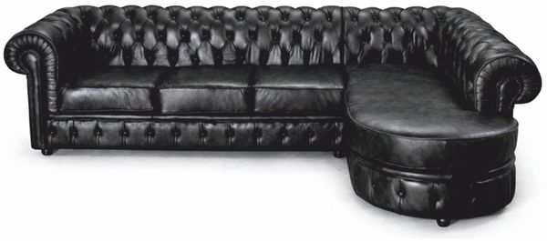 Casa Padrino Luxus Chesterfield Leder Ecksofa Vintage Schwarz 293 cm - Chesterfield Möbel