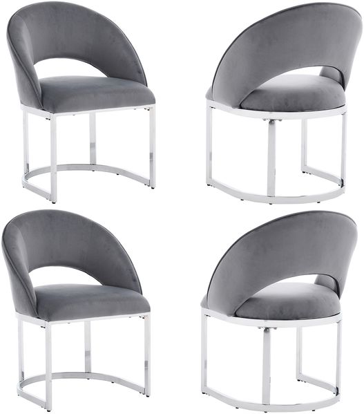 Merax Esszimmerstühle, (Set, 4 St), 4er Set Polsterstühle bequem und atmungsaktiv, geeignet für Restaurants, Wohnzimmer, Cafés, geeignet für Restaura, Samtstoff, Grau + Silber