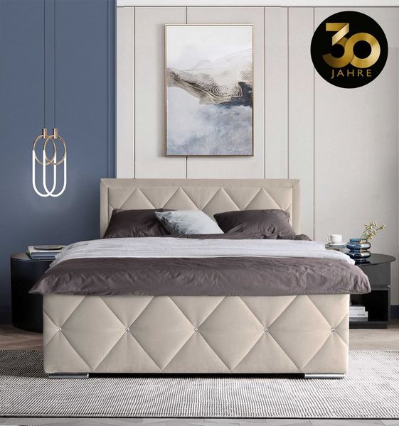 Home affaire Boxbett Alfie, Topseller! Inkl. Bettkasten&Topper, Wahlweise mit Knopfsteppung oder Strasssteinen, H2, H3 und H4 wählbar