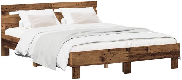 vidaXL Bettrahmen Altholz 140 x 190 cm Holzwerkstoff 3446590