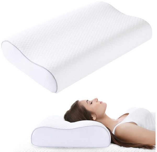 Elegear Nackenstützkissen nackenkissen orthopädisch, memory foam kissen, orthopädisches kissen, Füllung: Memory Foam, Bauchschläfer, Rückenschläfer, Seitenschläfer, 55 x 35cm Ergonomisches Schlafkissen mit Kissenbezug