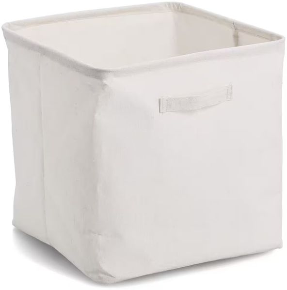 ZELLER 14545 Aufbewahrungsbox aus Polyester/Baumwolle, CREME ca. 32 × 32 × 32 cm