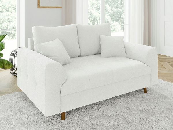 S-Style Möbel 2-Sitzer Sofa Leif mit Holzfüßen im skandinavischen Stil aus Boucle-Stoff, mit Wellenfederung