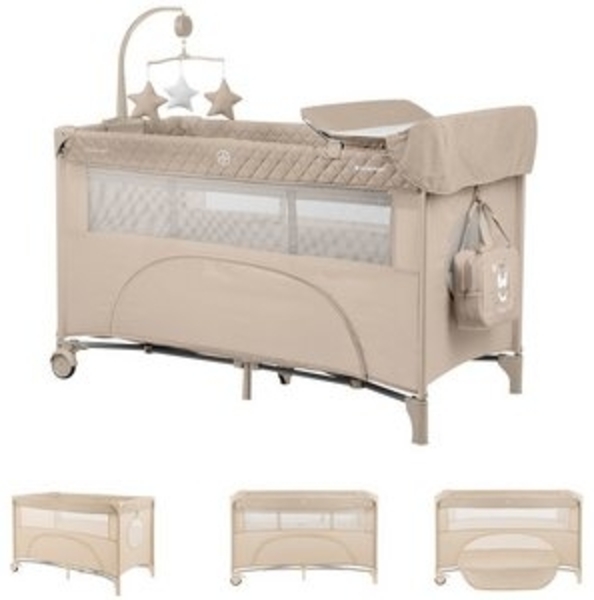 Kikkaboo Reisebett Nighty Night, 2 Ebenen, Spielbogen, 2 Räder, Wickelauflage beige Bild 6