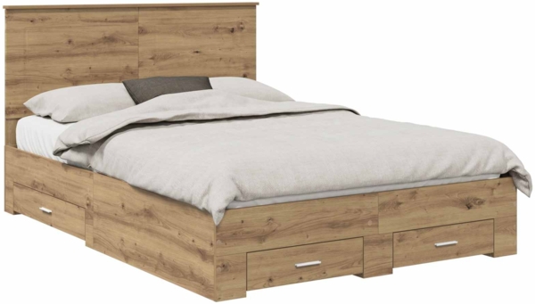 vidaXL Bettrahmen Artisan-Eiche 140x190 cm Holzwerkstoff 3409648