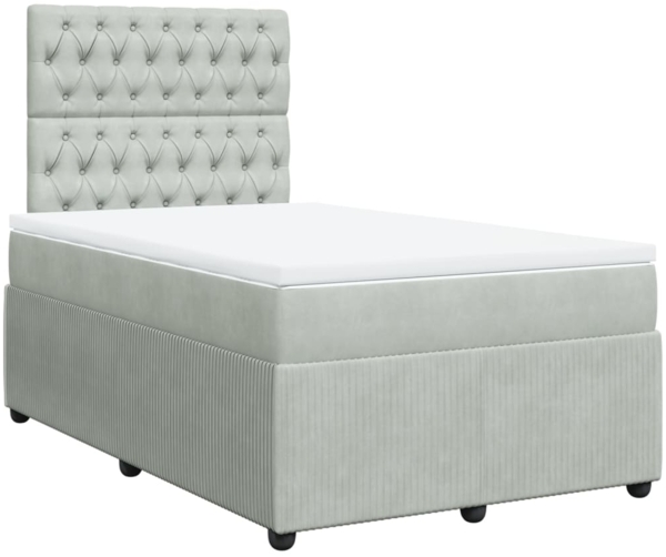 vidaXL Boxspringbett mit Matratze Hellgrau 120x200 cm Samt 3292316