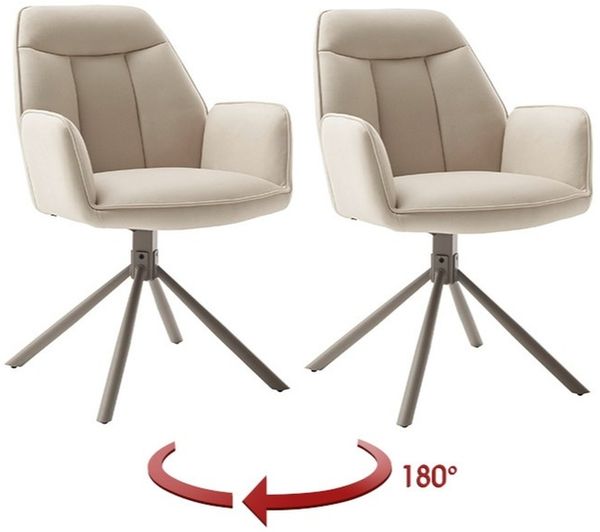 Armlehnstuhl >RAFAELA< (2er-Set) drehbar, Bezug creme - 62x89x64cm (BxHxT)
