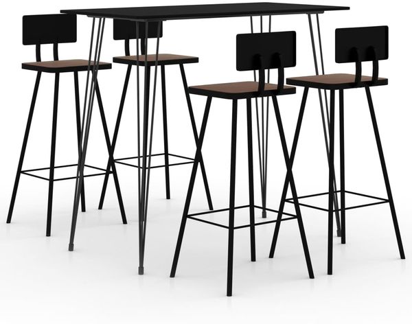 vidaXL 5-tlg. Bar-Set Schwarz [3057829]