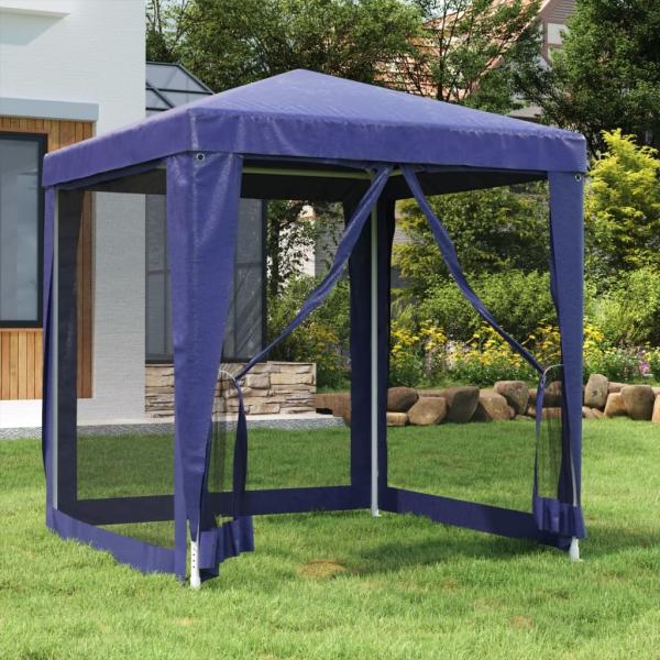 vidaXL Partyzelt mit 4 Mesh-Seitenwänden Blau 2x2 m HDPE 319217