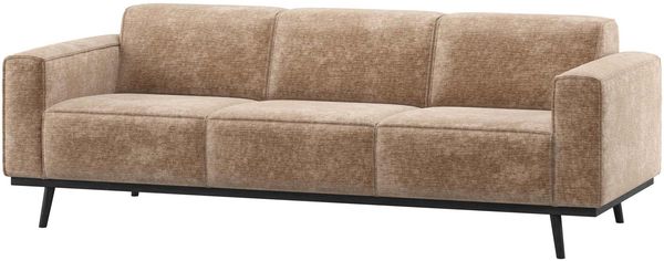 Sofa Statement 3-Sitzer, Chenille-Samt mit abgerundetem Design, modern, Taupe, hoher Sitzkomfort