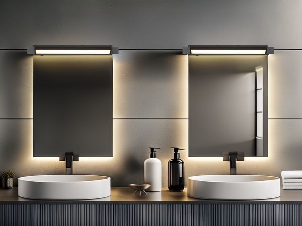 2er SET dimmbare LED Bad Spiegelleuchten schwenkbar, Schwarz Breite 50cm