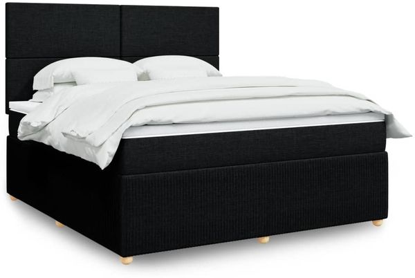 vidaXL Boxspringbett mit Matratze Schwarz 180x200 cm Stoff 3292130