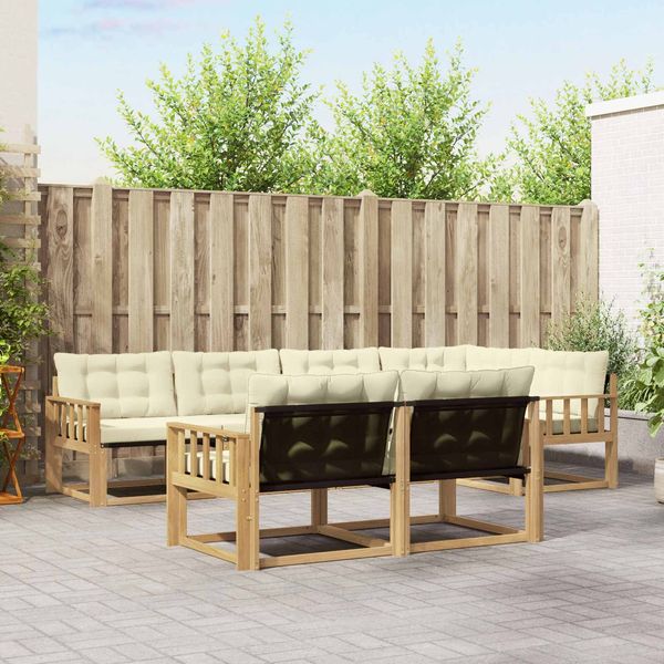 vidaXL Outdoor-Sofagarnitur mit Kissen 7 pcs Weiß und Creme 3388776