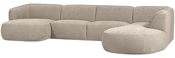 Sofa Polly U-Form aus Webstoff, modern und komfortabel, Sand Beige, rechtsseitig