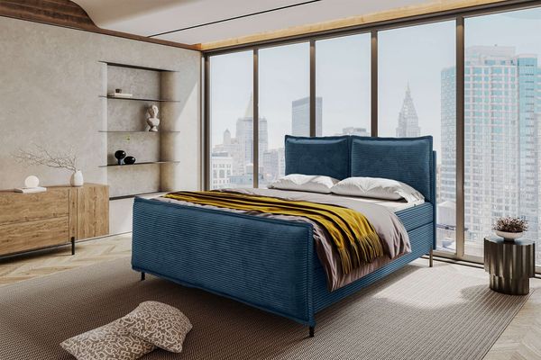 99rooms Vero Plus Boxspringbett 140x200 cm Cordstoff POSO Blau