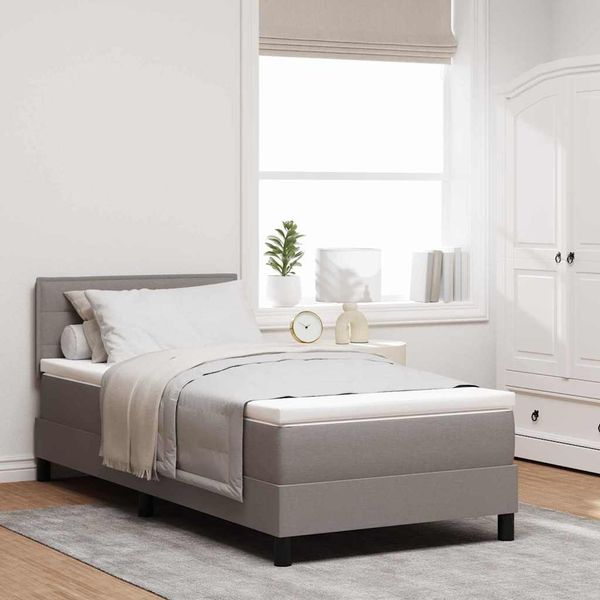 vidaXL Boxspringbett mit Matratze mit LED Taupe 90 x 200 cm Stoff 3342104