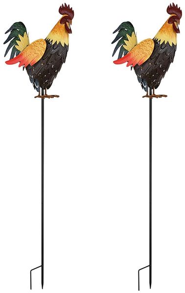 2x LED Außenleuchte, Hahn, Braun, Metall, Dämmerungssensor, H 100 cm