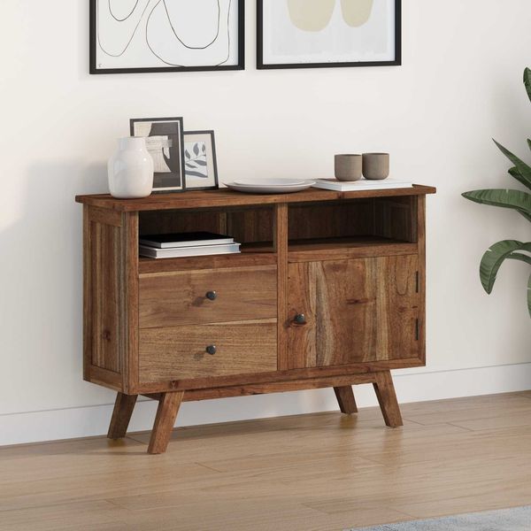 vidaXL Sideboard mit Schubladen Natur 100 x 30 x 68 cm Massivholz Teak 42017956