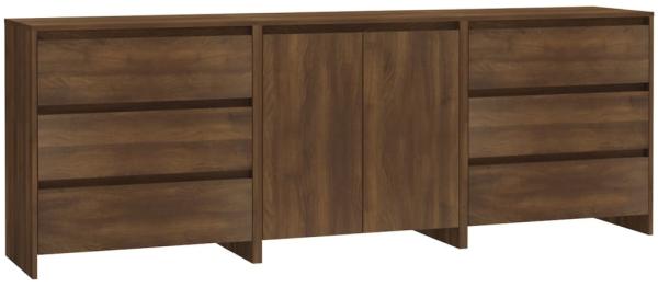 vidaXL 3-tlg. Sideboard Braun Eiche-Optik Holzwerkstoff [3098072]