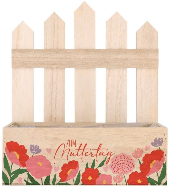Herz & Heim Geschenkbox Pflanzkorb für Mama zu Muttertag - Geschenkkorb für Muttertagsgeschenk, aus Holz, mit Aufdruck