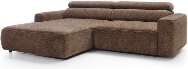 Selsey 'Fando' Ecksofa mit elektrischem Sitzauszug, Ottomane links, Chenille Hellbraun