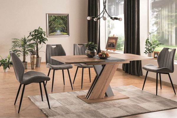 designimpex Esstisch Design GS-555 Eiche Artisan - Anthrazit matt ausziehbar Tisch