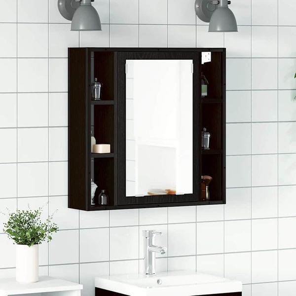 vidaXL Badezimmer-Spiegelschrank Schwarze Eiche 60 x 16 x 60 cm Holzwerkstoff 862228