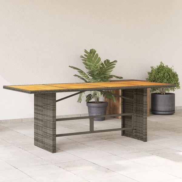 vidaXL Gartentisch mit Akazienholz-Platte Grau 190x80x74cm Poly Rattan 365310