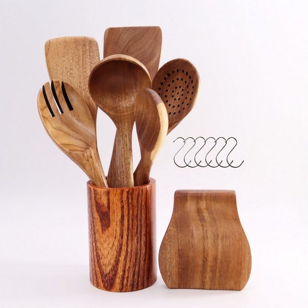 Lacers Kochlöffel Lacers PurpleLine - 14-Teiliges Kochlöffel set aus Holz, 14-teilig, 100 % Akazienholz – robust, hygienisch und lebensmittelecht