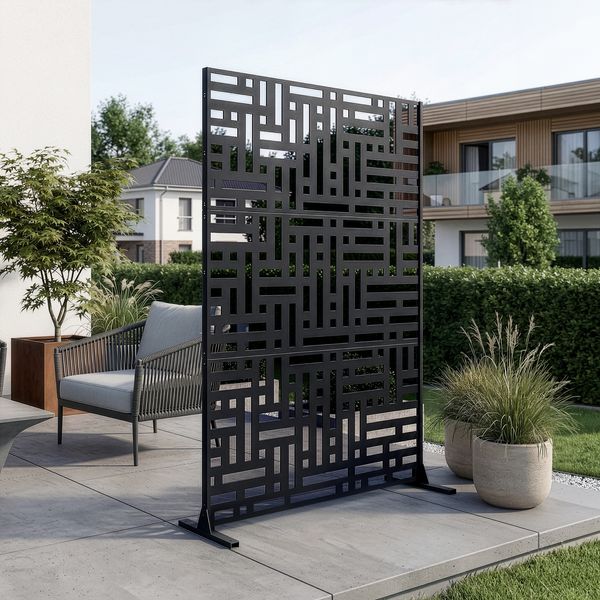 Trennwand Bernalda 180x120 cm Stahl Schwarz [casa. pro]