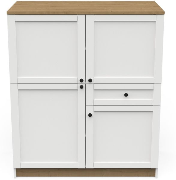 Calicosy Hochschrank 4 Türen und 1 Schublade B120,2 cm – COTTAGE - Weiß