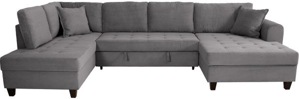 Trends by HG Wohnlandschaft Moritz U-Form, B: 324 cm, mit Bettfunktion, Bettkasten & Zierkissen