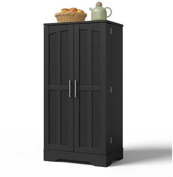 Yorbay Mehrzweckschrank Küchenschrank mit Sensor-LED, 3D-Wellenfront, 120 cm Höhe 2-türig, höhenverstellbar & kippsicher