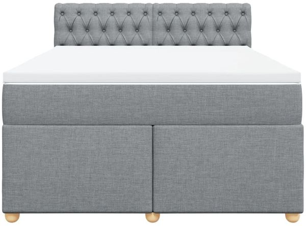 vidaXL Boxspringbett mit Matratze Hellgrau 140x200 cm Stoff 3289010 Bild 6