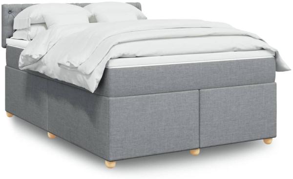 vidaXL Boxspringbett mit Matratze Hellgrau 140x200 cm Stoff 3289010