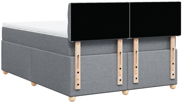 vidaXL Boxspringbett mit Matratze Hellgrau 140x200 cm Stoff 3289010 Bild 8