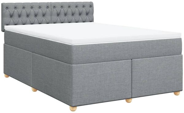 vidaXL Boxspringbett mit Matratze Hellgrau 140x200 cm Stoff 3289010 Bild 3