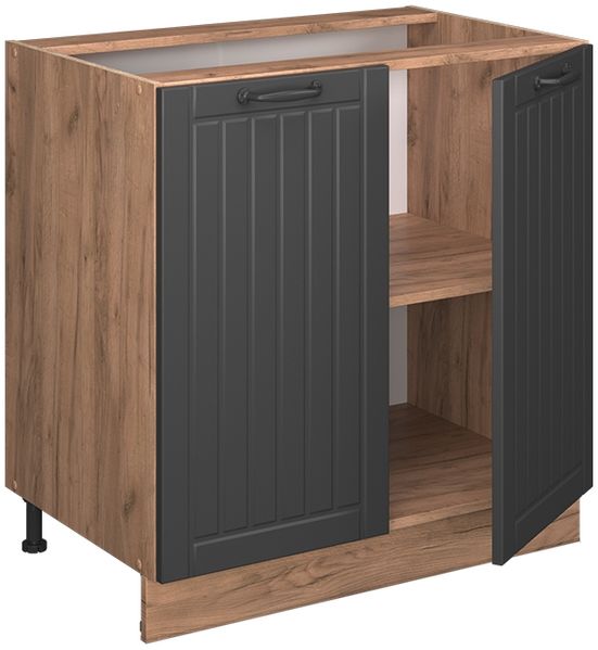 Küchenunterschrank Fame-Line Dunkelgrau 80 cm mit Regal, AP Marmor Vicco Bild 5