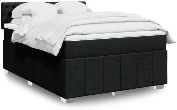 vidaXL Boxspringbett mit Matratze Schwarz 140x190 cm Stoff 3289372