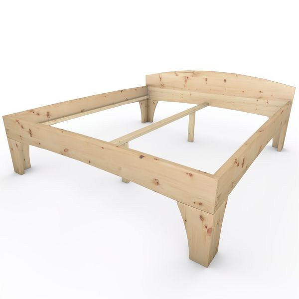 Zirbenbett Massivholzbett "Rosi" metallfrei 200 x 220 cm 58 cm mit Kopfteil