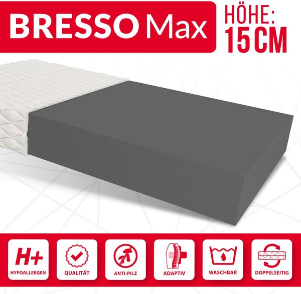 'Bresso Max' Kaltschaummatratze, H3, Höhe 15cm, 80x200 cm Bild 3