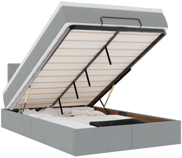 vidaXL Ottoman-Bett mit Matratze & LEDs Hellgrau 120x190 cm Stoff 3312208