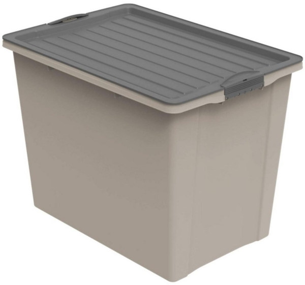ROTHO Aufbewahrungsbox COMPACT stapelbare 70l Aufbewahrungskiste mit Deckel und Rollen