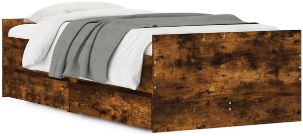 Einzelbettgestell Design für Erwachsene mit Schubladen Räuchereiche 100x200 cm d3696e