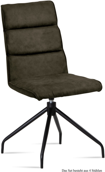 Esszimmerstuhl drehbar (4er-Set) Domini 47x92x60 Schwarz/Khaki