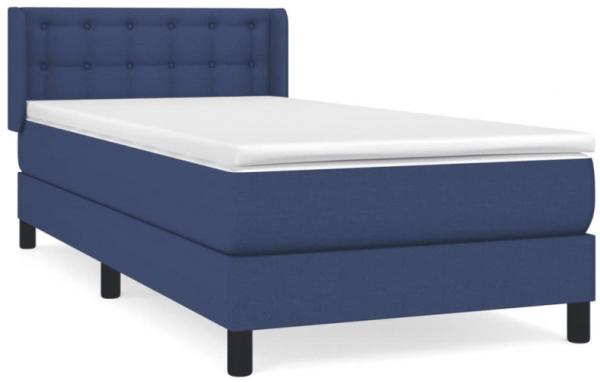 Boxspringbett mit Matratze Stoff Blau 80 x 200 cm, Härtegrad: H2 [3129991]