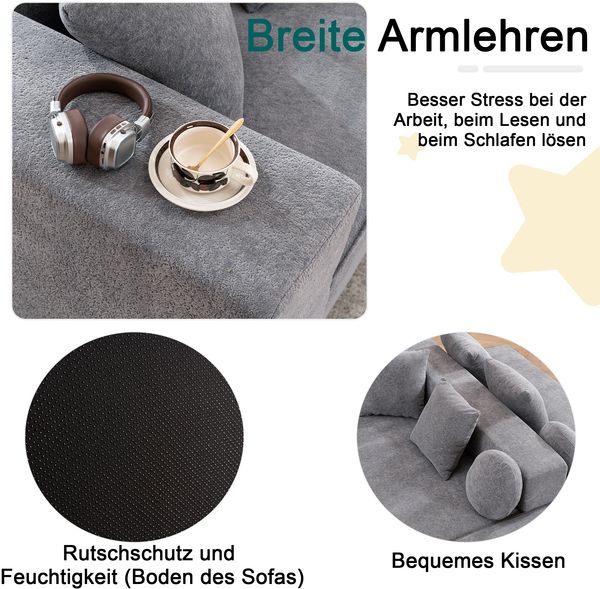 Sofa Schlafsofa modular Chenille Stoff Ecksofa Sitzlandschaft Lounge Komfort,Grau Bild 7